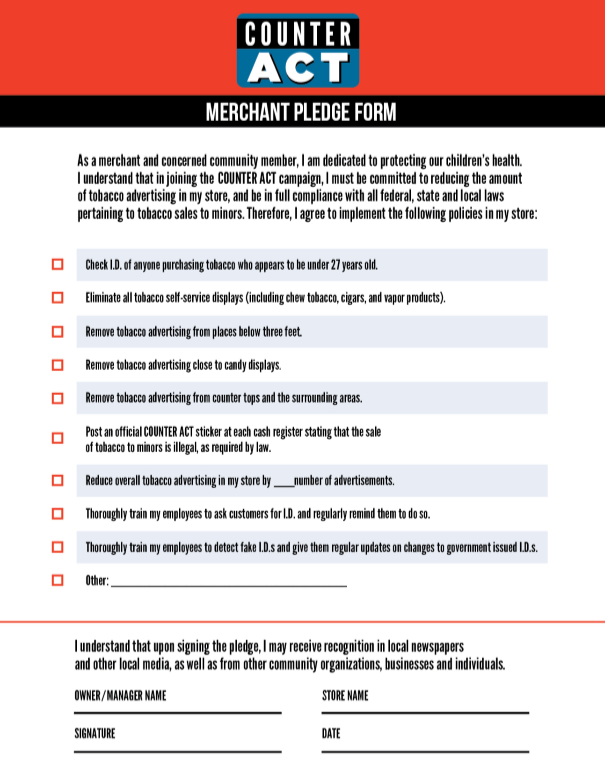 Counter Act merchant pledge form