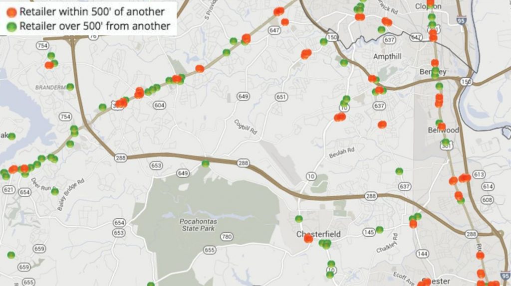 Retailer density map