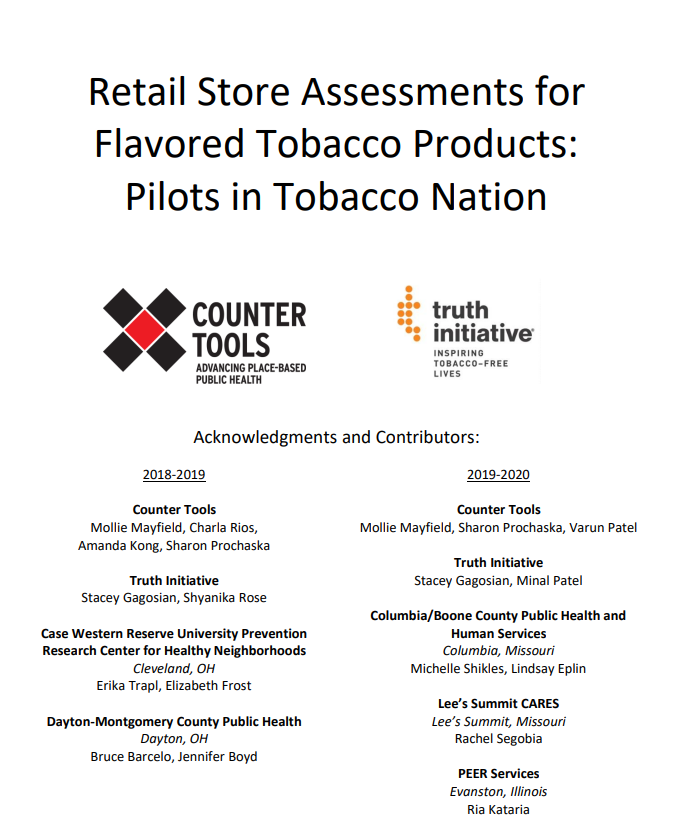 Report cover Retail Store Assessments for Flavored Tobacco Products