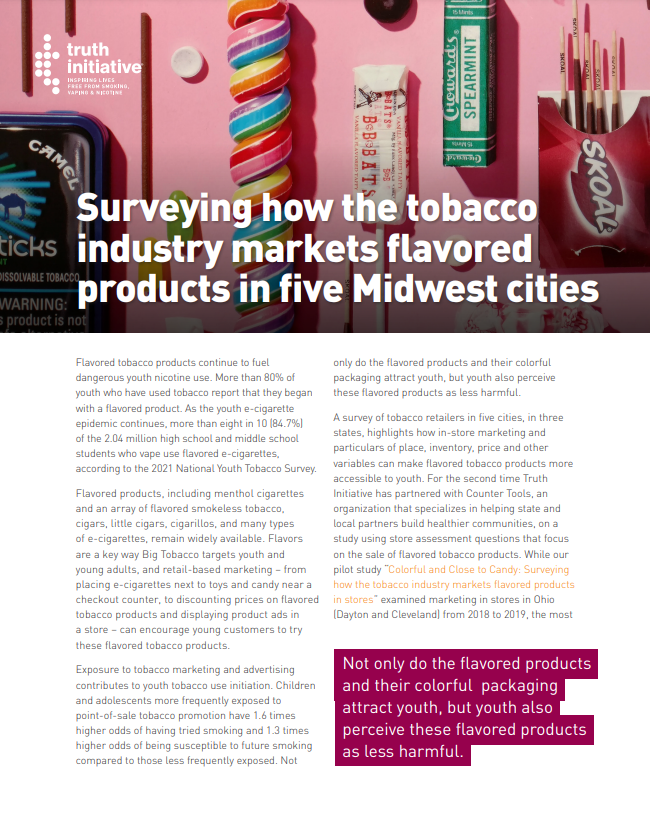 Summary report cover Surveying How the Tobacco Industry Markets Flavors in Five Midwestern Cities